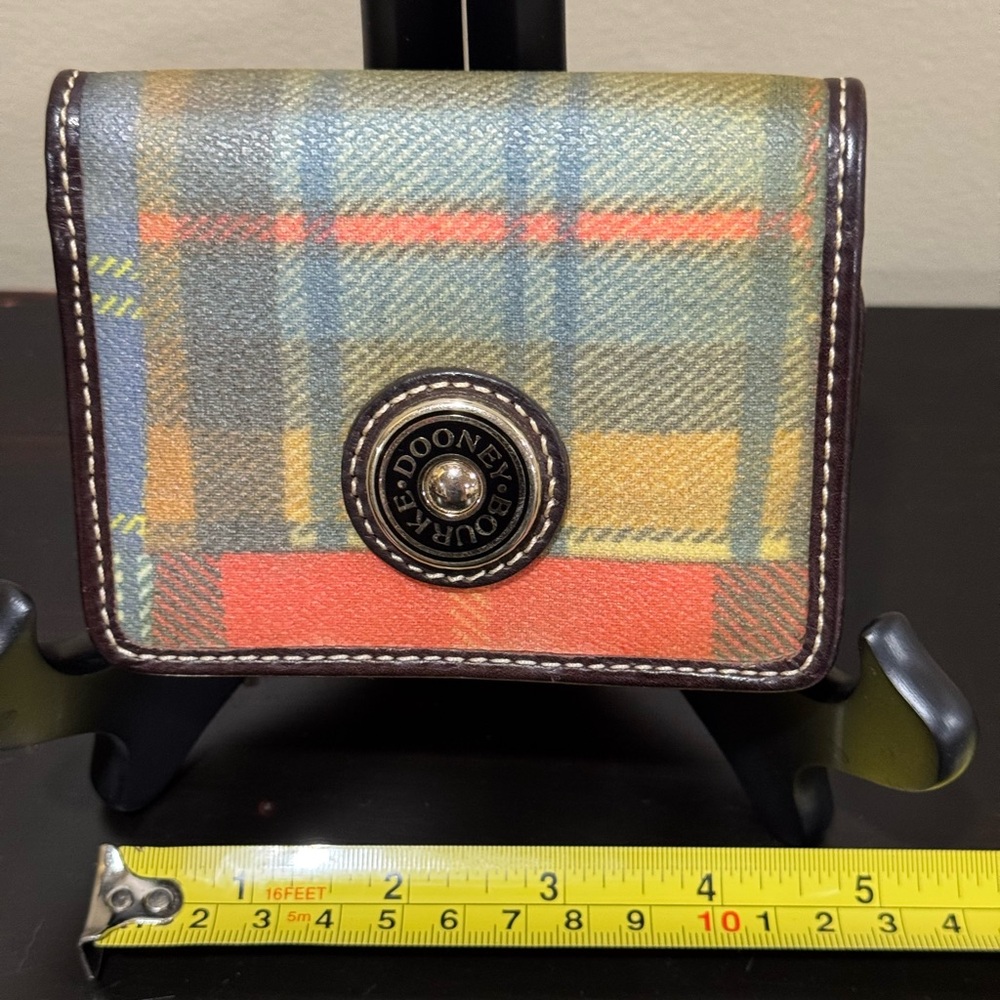 Vintage Dooney & Bourke Plaid Wallet with Button Closure